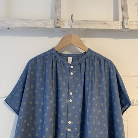 NATURAL LAUNDRY フラワーワイドチュニック シェイドブルー