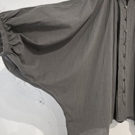 GALERIE TISSU オーガニックジョーゼット ドルマンブラウス チャコール