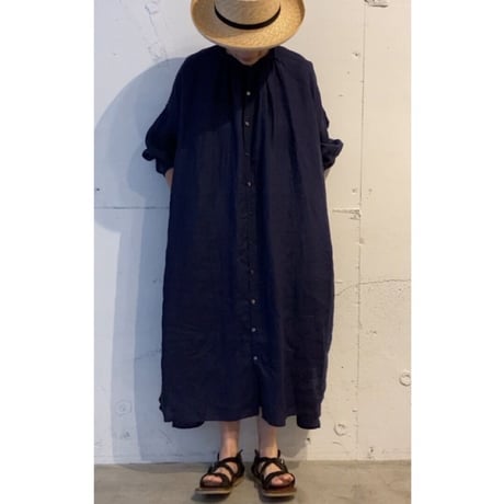 UNIVERSAL TISSU フレンチリネン シャツドレス クロ