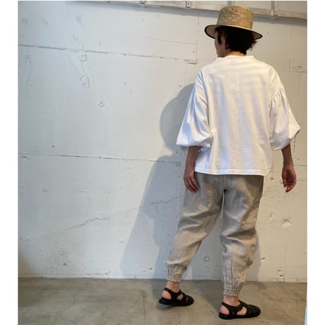 UNIVERSAL SEVEN トリプルワッシャーリネン ジョガーパンツ  クロ