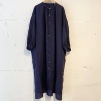 UNIVERSAL TISSU フレンチリネン シャツドレス ネイビー