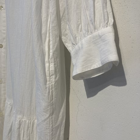 GALERIE TISSU オーガニックジョーゼット パネルワンピース シロ