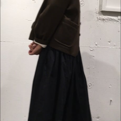 UNIVERSAL TISSU ノーカラークラシックジャケット　カーキ