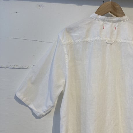 NATURAL LAUNDRY シャンブレー半袖ファーマーシャツ オフ