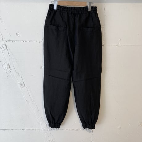 UNIVERSAL SEVEN トリプルワッシャーリネン ジョガーパンツ  クロ