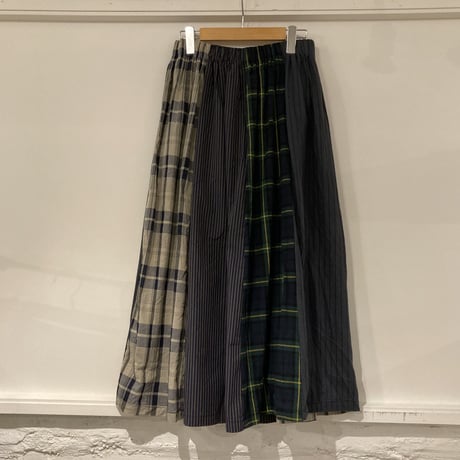 NATURAL LAUNDRY パネル シャーリングスカート ネイビー