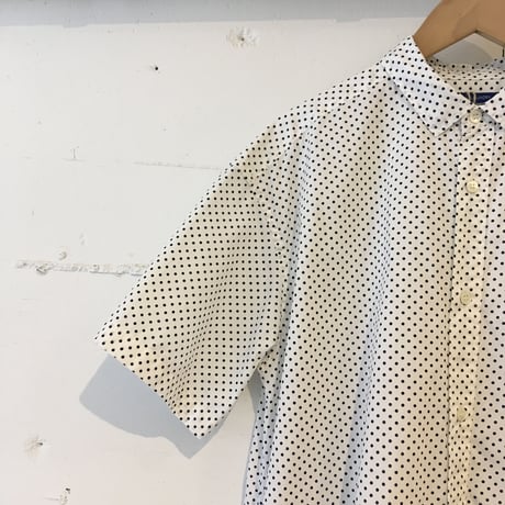 NATURAL LAUNDRY ブロード ロングシャツワンピース オフ×黒ドット