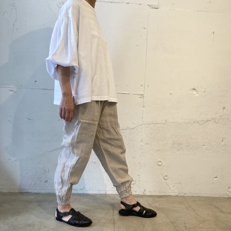 UNIVERSAL SEVEN トリプルワッシャーリネン ジョガーパンツ スモーキーブルー