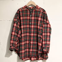 UNIVERSAL TISSU ネルチェック バンドカラーシャツ アカチェック
