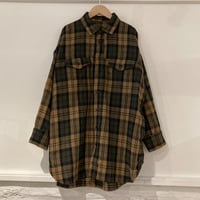 TISSU エターミンチェック ミリタリーシャツ モカチェック
