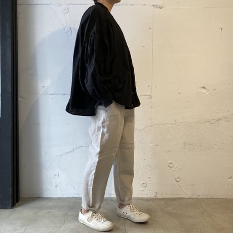 TISSU トリプルワッシャーリネン イージーテーパードパンツ size1 クロ