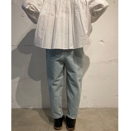 TISSU サフィランリネンデニム イージーテーパードパンツ size1 インディゴ