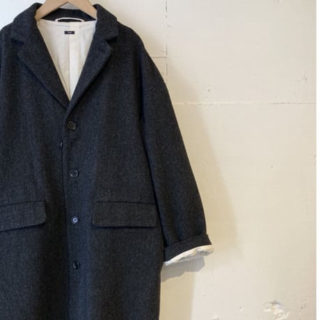 TISSU オリジナルウールへリンボン チェスターコート size3 クロへリンボン