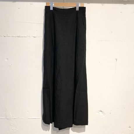 UNIVERSAL TISSU トリプルワッシャーリネンラップキュロットパンツ クロ