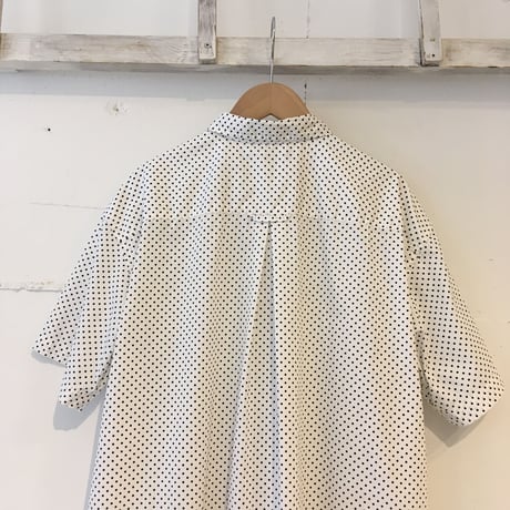 NATURAL LAUNDRY ブロード ロングシャツワンピース オフ×黒ドット