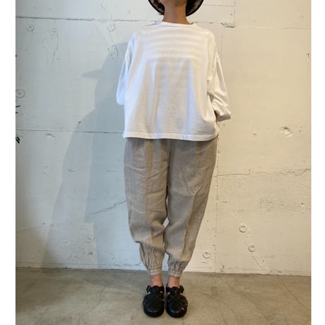 UNIVERSAL SEVEN トリプルワッシャーリネン ジョガーパンツ  クロ