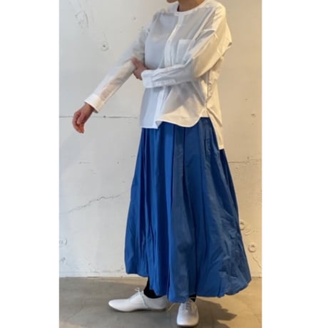 UNIVERSAL TISSU ナチュラルタイプライター イージーバルーンスカート ブルー