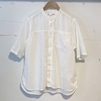 NATURAL LAUNDRY シャンブレー半袖ファーマーシャツ オフ