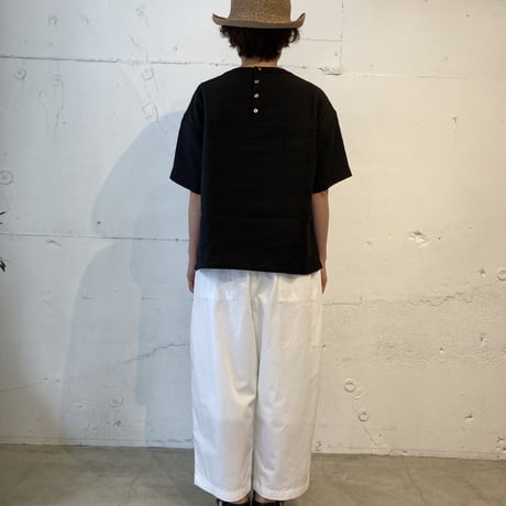TISSU トリプルワッシャーリネン バックボタンシャツ キナリ