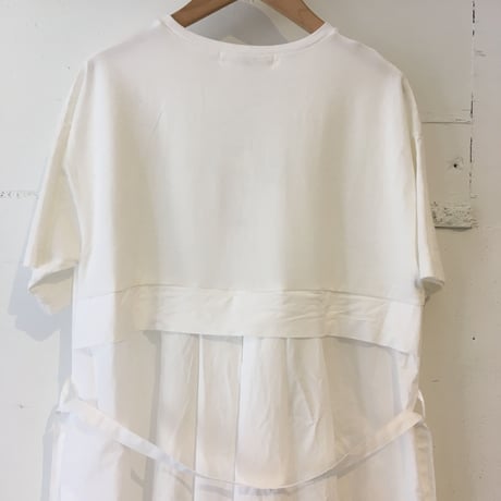 UNIVERSAL TISSU　クラシック天竺 タックワンピース　白