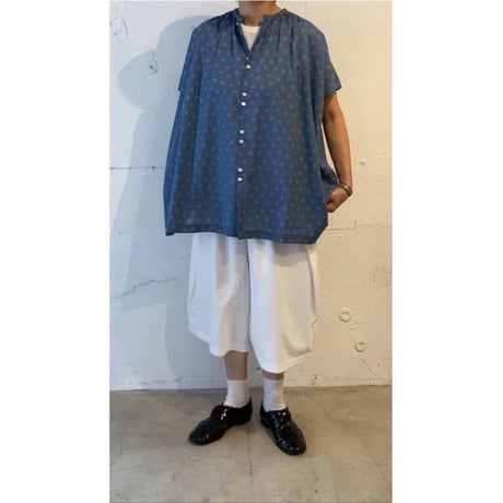 NATURAL LAUNDRY フラワーワイドチュニック シェイドブルー