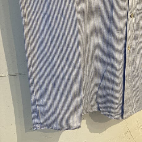 NATURAL LAUNDRY 先染めリネン ドルマンワンピース サックスストライプ