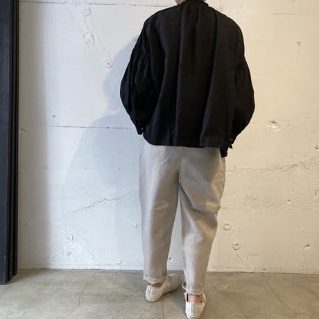 TISSU トリプルワッシャーリネン イージーテーパードパンツ size1 クロ