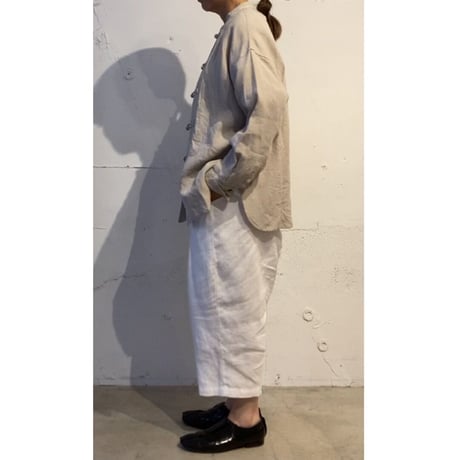UNIVERSAL TISSU トリプルワッシャーリネン チャイナシャツ キナリ