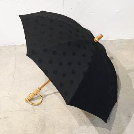 SUR MER 日傘　40カット ジャガード水玉 ブラック（綿100％） 晴雨兼用