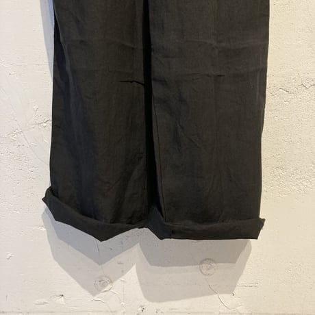 TISSU トリプルワッシャーリネンサイドギャザーサロペット size3 クロ