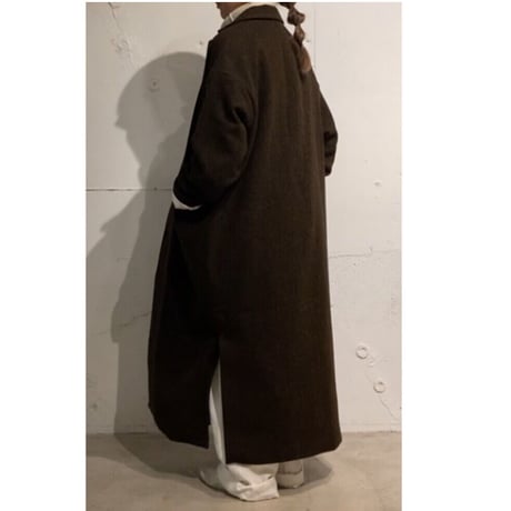 TISSU オリジナルウールへリンボン チェスターコート size3 クロへリンボン