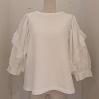 【UNIVERSAL TISSU】セントラル裏毛 タイプライターコンボ フリルプルオーバー