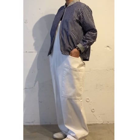 NATURAL LAUNDRY ジップアップブルゾン ネイビーストライプ