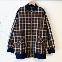 TISSU コットンツイル リブブルゾン ネイビーチェック size3