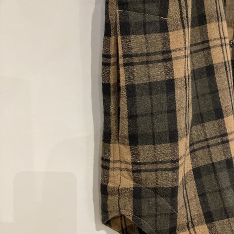 TISSU エターミンチェック ミリタリーシャツ モカチェック