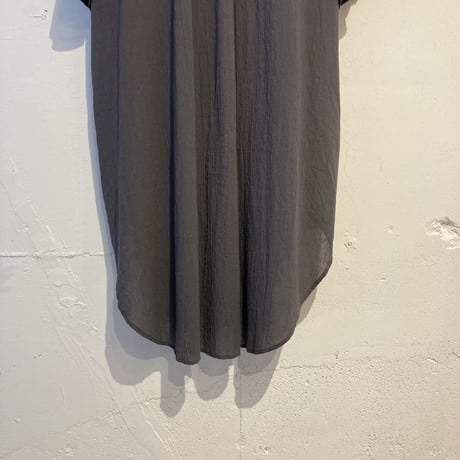 GALERIE TISSU オーガニックジョーゼット ハーフスリーブ クラシックシャツ チャコール