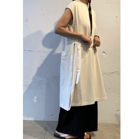 GALERIE TISSU エーゲ海オーガニック 裏毛ワンピース チャコール