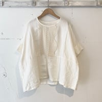 UNIVERSAL TISSU イタリアンフィレレース ベーシックブラウス リネンオフ