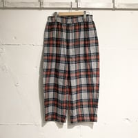 UNIVERSAL TISSU ネルチェック ギャザーパンツ グレーチェック