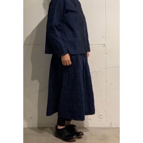 grin ｋｏｅｄａ刺繍ピンタックシャツ ネイビー