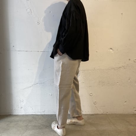 TISSU トリプルワッシャーリネン イージーテーパードパンツ size1 クロ