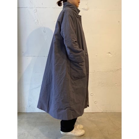 grin CLシーチング中綿ロングコート スチールグレー