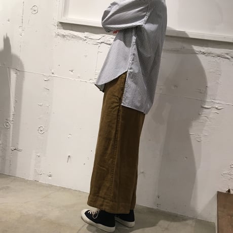 NATURAL LAUNDRY ブロード クレリックパネルシャツ ネイビーストライプ