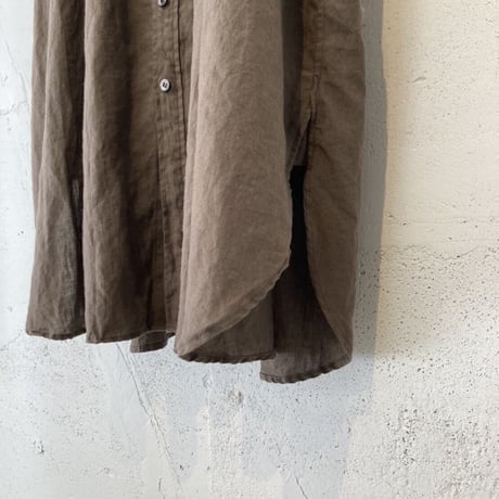 UNIVERSAL TISSU トリプルワッシャーリネン ギャザードレス モカ