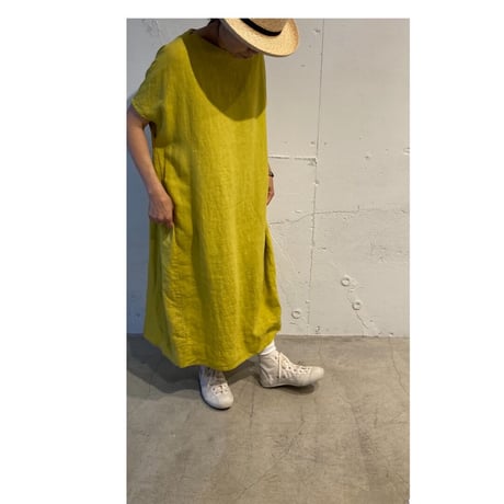grin リネンサックワンピース ベージュ