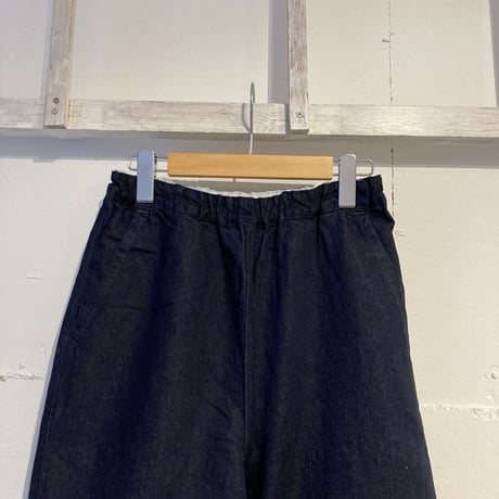 TISSU サフィランリネンデニム イージーテーパードパンツ size1 インディゴ