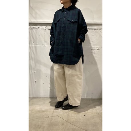 TISSU エターミンチェック ミリタリーシャツ モカチェック