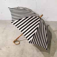 SUR MER 日傘　綿麻キャンバス ストライプ ブラック （綿80％ 麻20％） 晴雨兼用