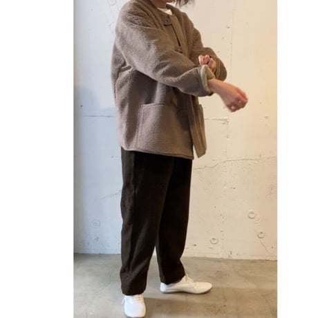 NATURAL LAUNDRY ボアリバーシブルジャケット　ベージュ×モカ