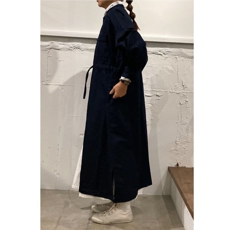 GALERIE TISSU ツイルファティーグワンピース ネイビー